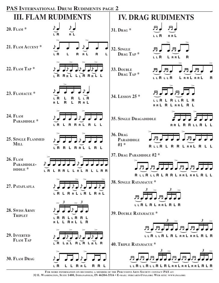 40 Rudimentos image about Printable Drum Rudiments titled 40 Rudimentos